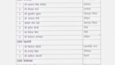 बीजेपी उत्तराखंड प्रदेश कार्यकारिणी