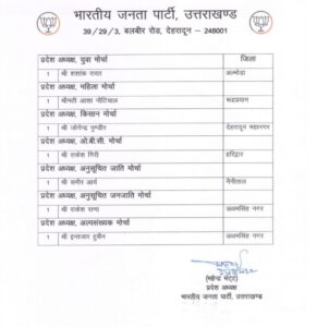 भारतीय जनता पार्टी उत्तराखंड प्रदेश कार्यकारिणी